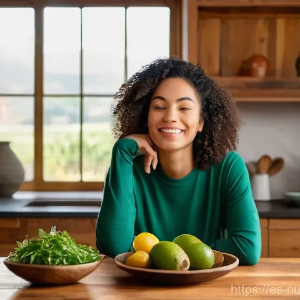 식사와 마음 챙김의 뇌 건강 관계 - **Prompt 1: Mindful Nourishment for Brain Health**
    A serene woman, aged in her late 20s to early...
